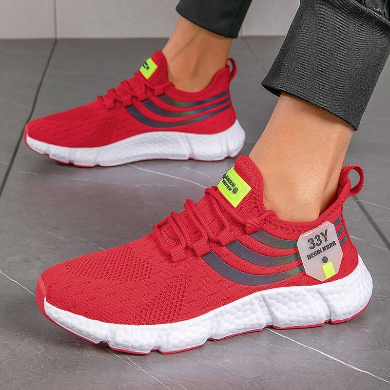 Tênis masculino vermelho esportivo corrida