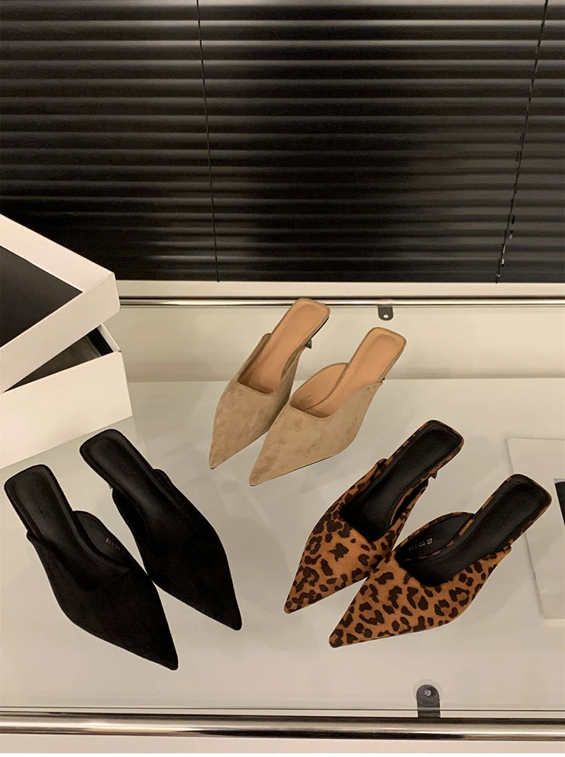 2025 designer dedo do pé apontado mulheres mules chinelos moda rasa penetraçã