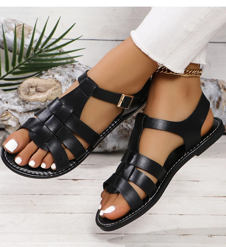 Sandálias femininas clássicas de verão para sapatos de verão femininos plana