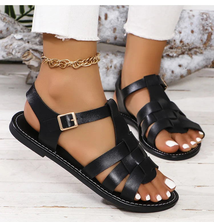 Sandálias femininas clássicas de verão para sapatos de verão femininos plana