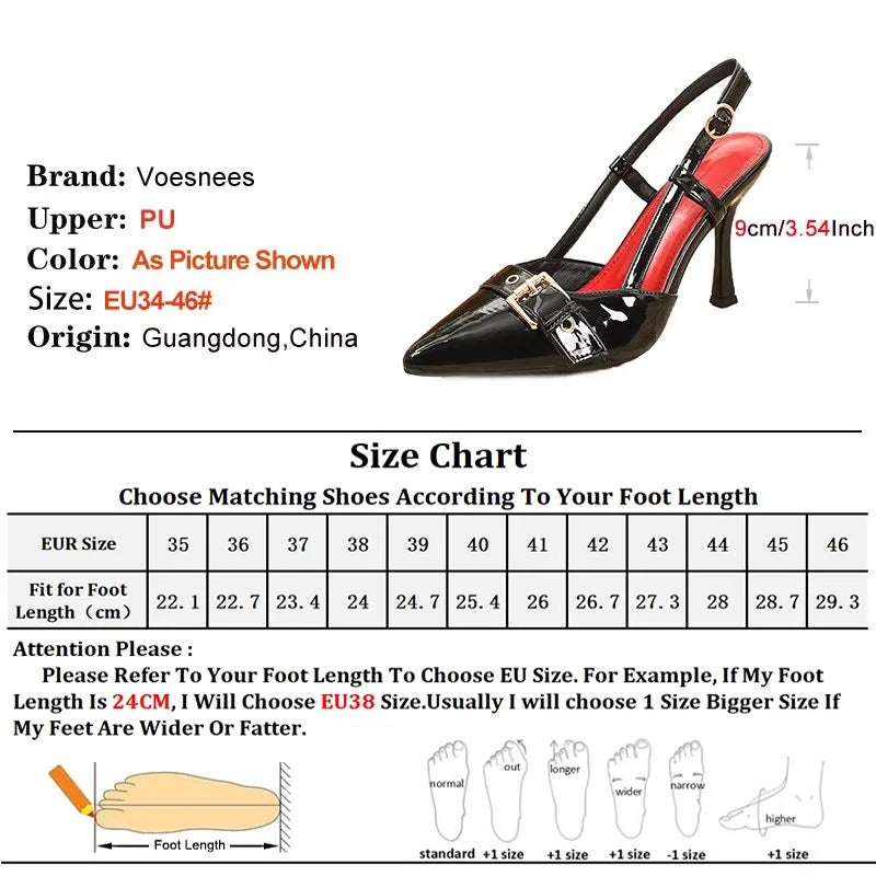 Scarpin Tamanho 34-46 mulheres sapatos de salto alto único 9cm stiletto fivela cinta es