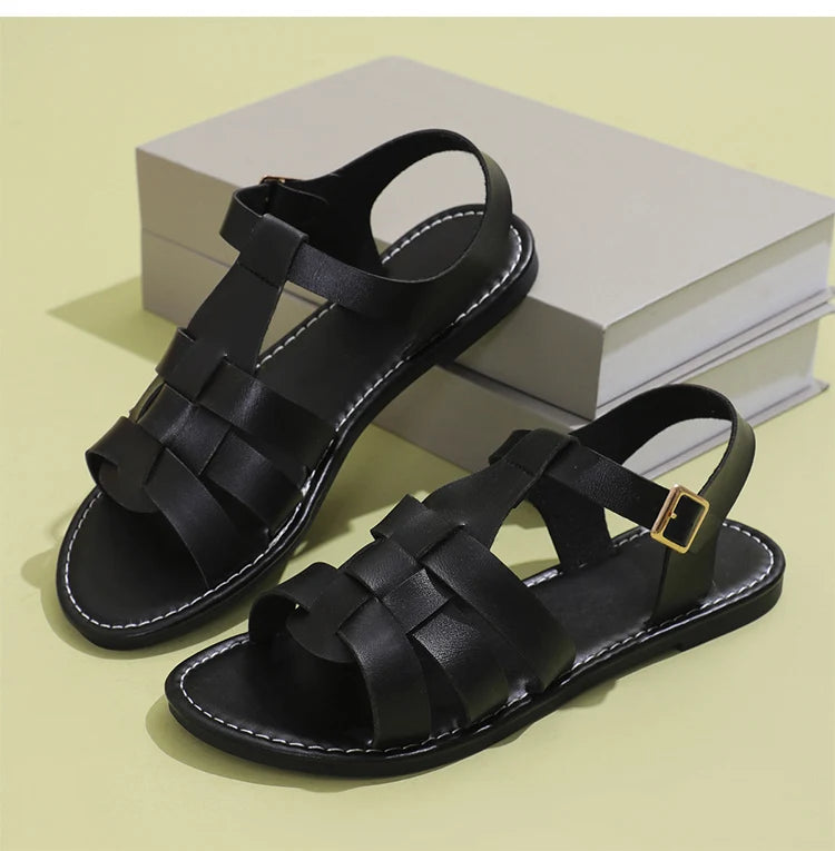 Sandálias femininas clássicas de verão para sapatos de verão femininos plana