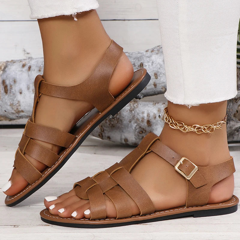 Sandálias femininas clássicas de verão para sapatos de verão femininos plana