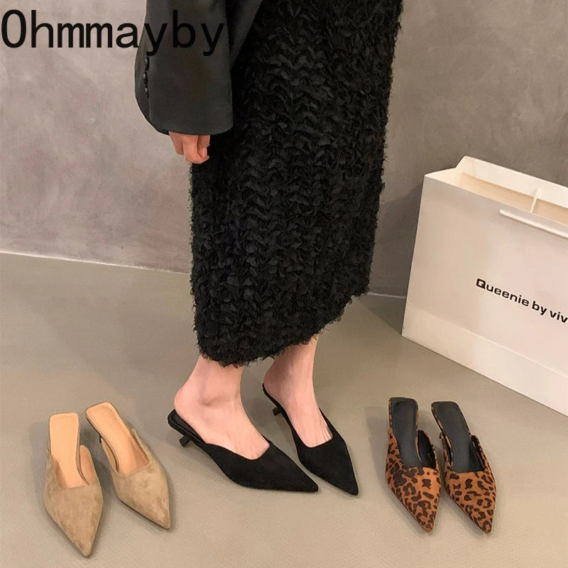 2025 designer dedo do pé apontado mulheres mules chinelos moda rasa penetraçã