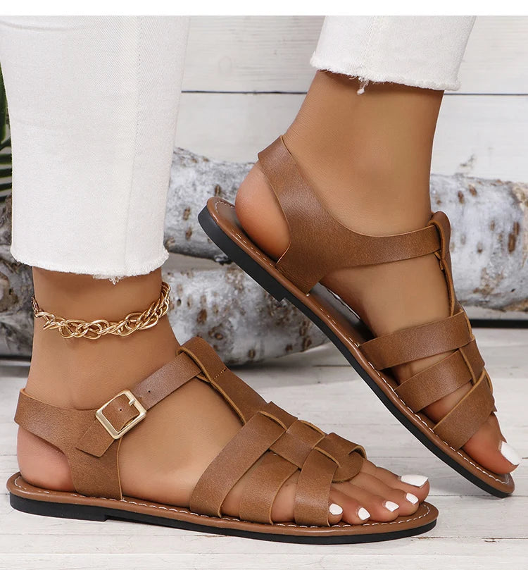 Sandálias femininas clássicas de verão para sapatos de verão femininos plana
