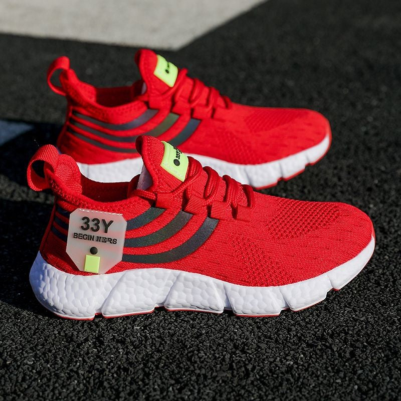 Tênis masculino vermelho esportivo corrida